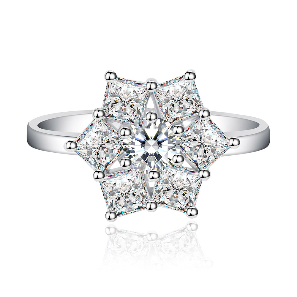 Six Star Cubic Zirconia Spinning Ring